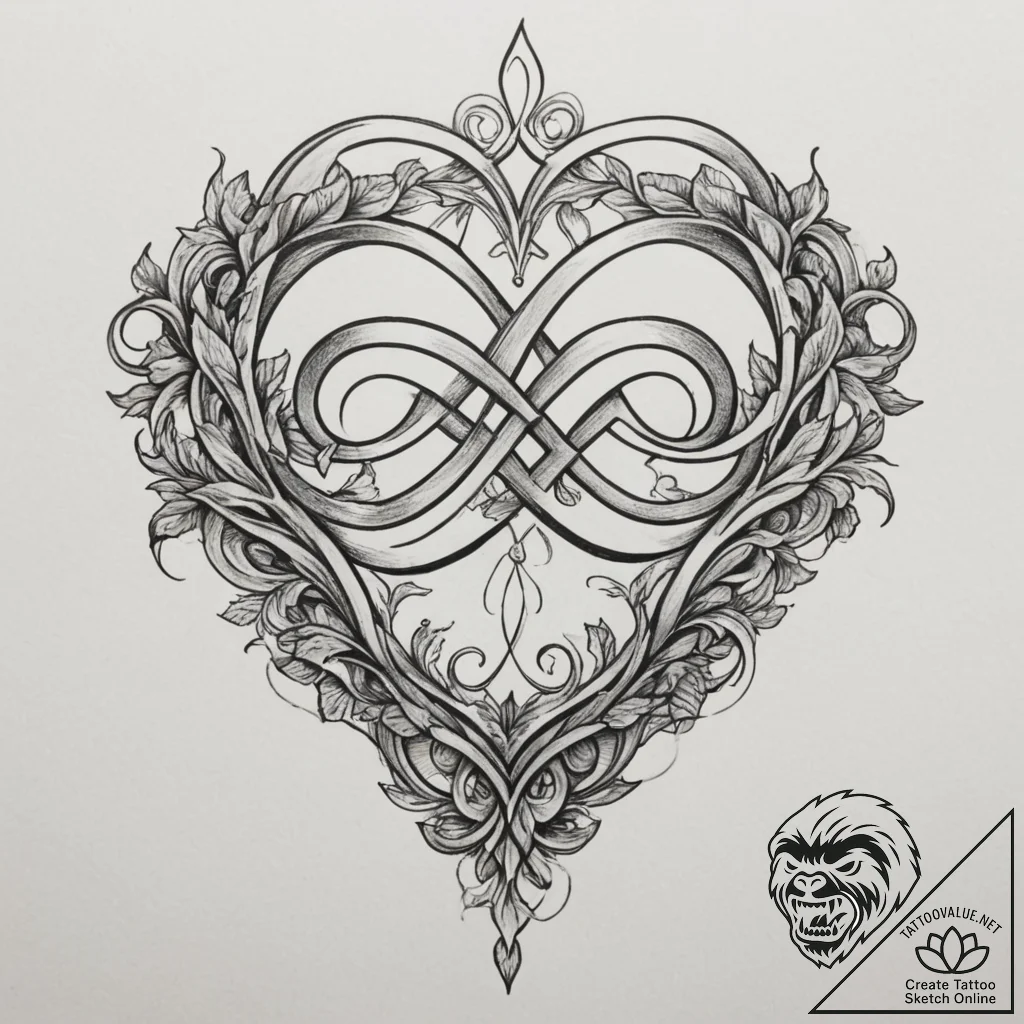 Infinity, artistic tattoo sketch, neo traditi... - tattoo sketch (№1754959770_0, 12.08.2025 00:49) — tattoovalue.net