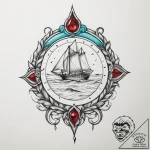 A pristine, white sand beach with crystal cle… – tattoo sketch (№1754960778_0, 12.08.2025 01:06) — tattoovalue.net