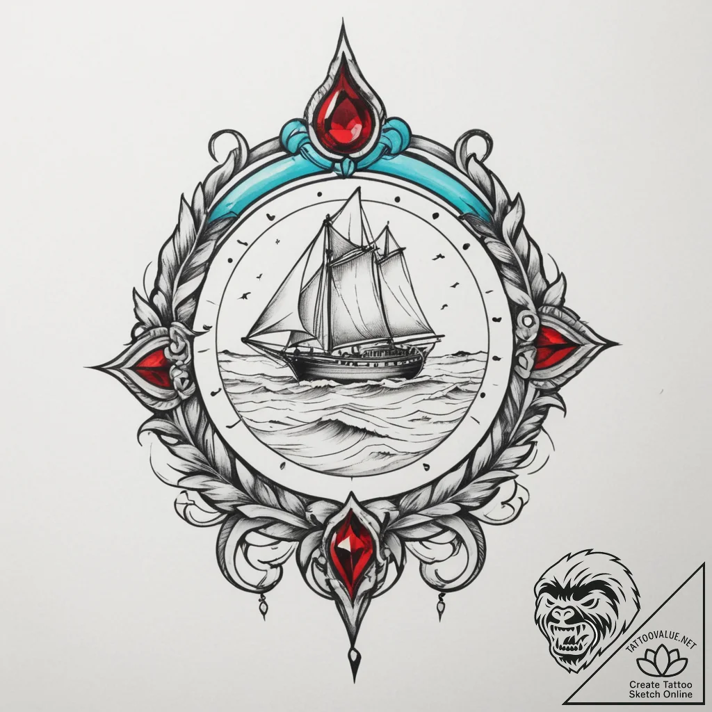 A pristine, white sand beach with crystal cle... - tattoo sketch (№1754960778_0, 12.08.2025 01:06) — tattoovalue.net