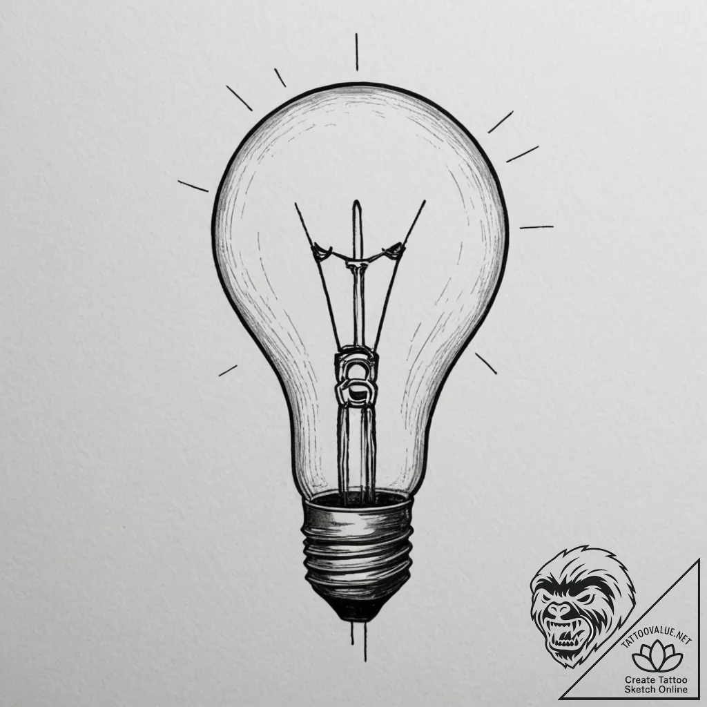 Tattoo design a lightbulb emitting powerful i... - tattoo sketch (№1754961181_0, 12.08.2025 01:13) — tattoovalue.net