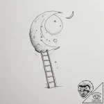 Ladder leaning on the moon – tattoo sketch (№1754962186_0, 12.08.2025 01:29) — tattoovalue.net