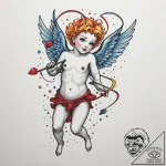 Cupid, tattoo sketch design, new school tatto… – tattoo sketch (№1754962385_0, 12.08.2025 01:33) — tattoovalue.net