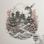 Dystopian city skyline with flying vehicles,… – tattoo sketch (№1754962585_0, 12.08.2025 01:36) — tattoovalue.net