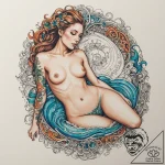 A high-angle shot of a swimmer in a lap pool,… – tattoo sketch (№1754964797_0, 12.08.2025 02:13) — tattoovalue.net