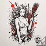 Tattoo design a virgo maiden tidying up chaot… – tattoo sketch (№1754964996_0, 12.08.2025 02:16) — tattoovalue.net