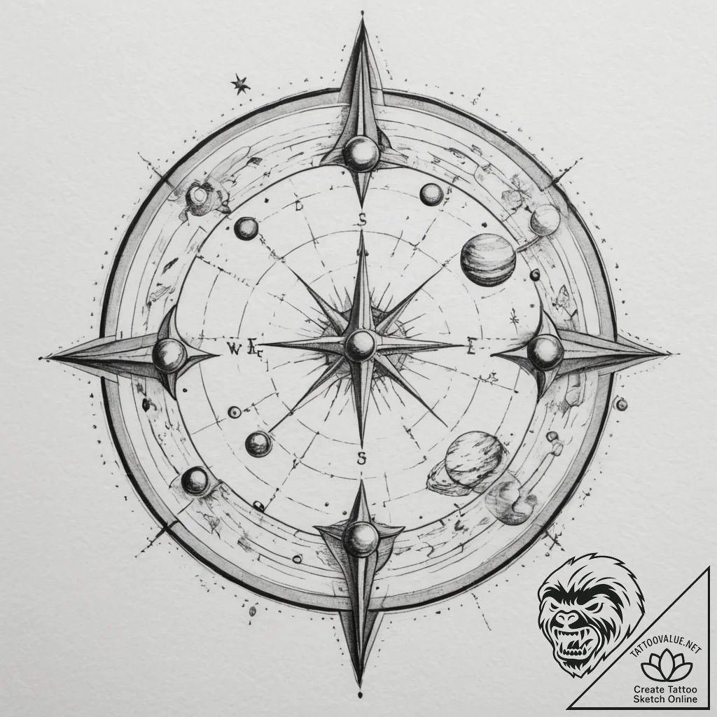 Tattoo design a celestial map with a path hig... - tattoo sketch (№1754966010_0, 12.08.2025 02:33) — tattoovalue.net