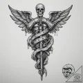 Tattoo sketch a military medic's caduceus int... - tattoo sketch (№1754967414_0, 12.08.2025 02:56) — tattoovalue.net