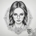 An intense portrait of a female programmer, c… – tattoo sketch (№1754967613_0, 12.08.2025 03:00) — tattoovalue.net