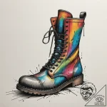 Tattoo design a weathered combat boot with de… – tattoo sketch (№1754967820_0, 12.08.2025 03:03) — tattoovalue.net