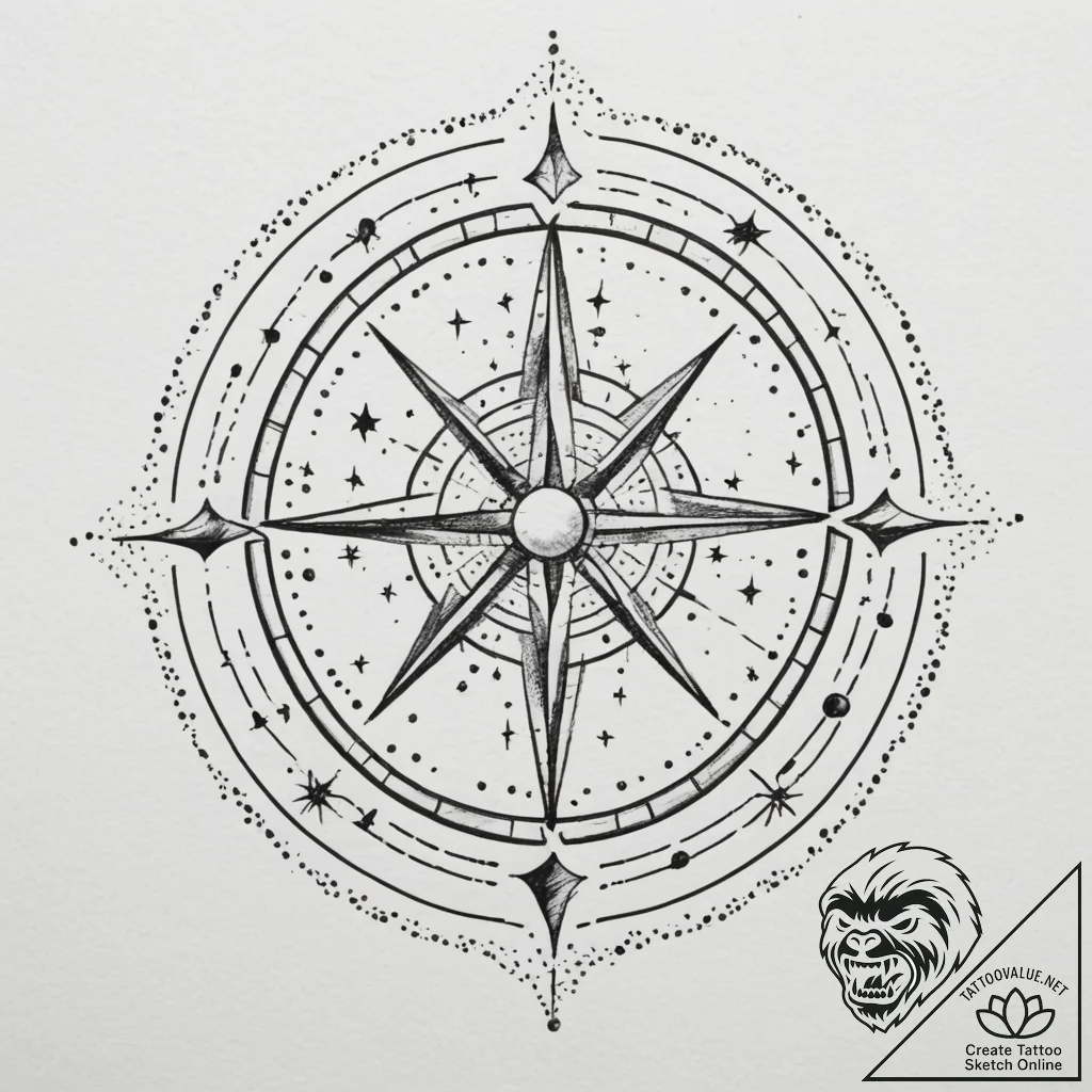 Tattoo sketch a zodiac constellation with a v... - tattoo sketch (№1754968020_0, 12.08.2025 03:07) — tattoovalue.net