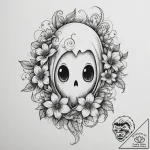 Tattoo design a cute, stylized ghost peeking… – tattoo sketch (№1754969219_0, 12.08.2025 03:26) — tattoovalue.net