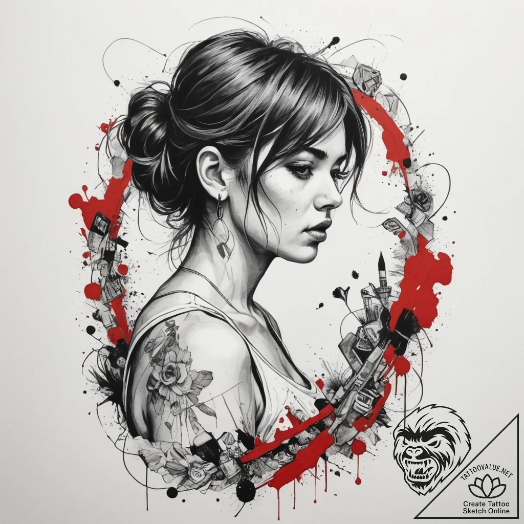 A thoughtful portrait of a painter in their m... - tattoo sketch (№1754969616_0, 12.08.2025 03:33) — tattoovalue.net