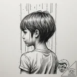 A child looking out a rain-streaked window on… – tattoo sketch (№1754969821_0, 12.08.2025 03:37) — tattoovalue.net