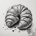 A close-up of a freshly baked croissant, show… – tattoo sketch (№1754970617_0, 12.08.2025 03:50) — tattoovalue.net
