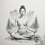 A person meditating in a silent, snowy landsc… – tattoo sketch (№1754970821_0, 12.08.2025 03:53) — tattoovalue.net