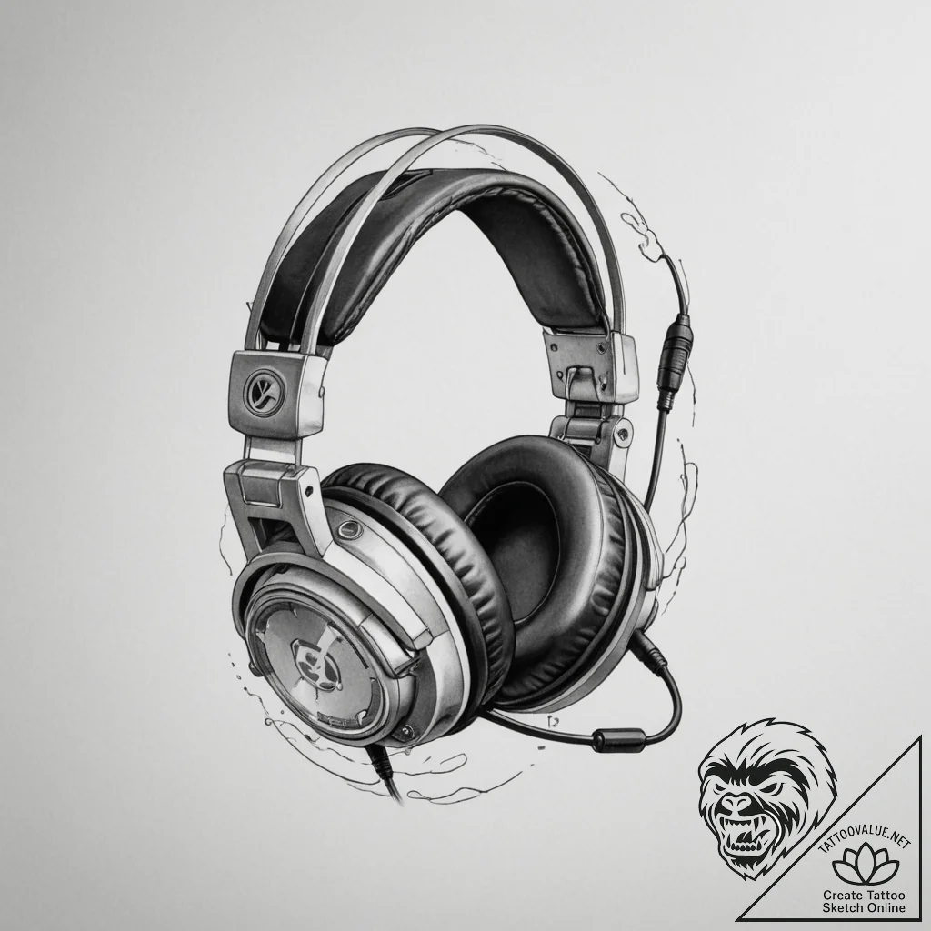 Tattoo sketch a detailed rendering of a gamer... - tattoo sketch (№1754971427_0, 12.08.2025 04:03) — tattoovalue.net