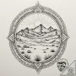 Tattoo sketch a stylized desert landscape wit… – tattoo sketch (№1754971825_0, 12.08.2025 04:10) — tattoovalue.net