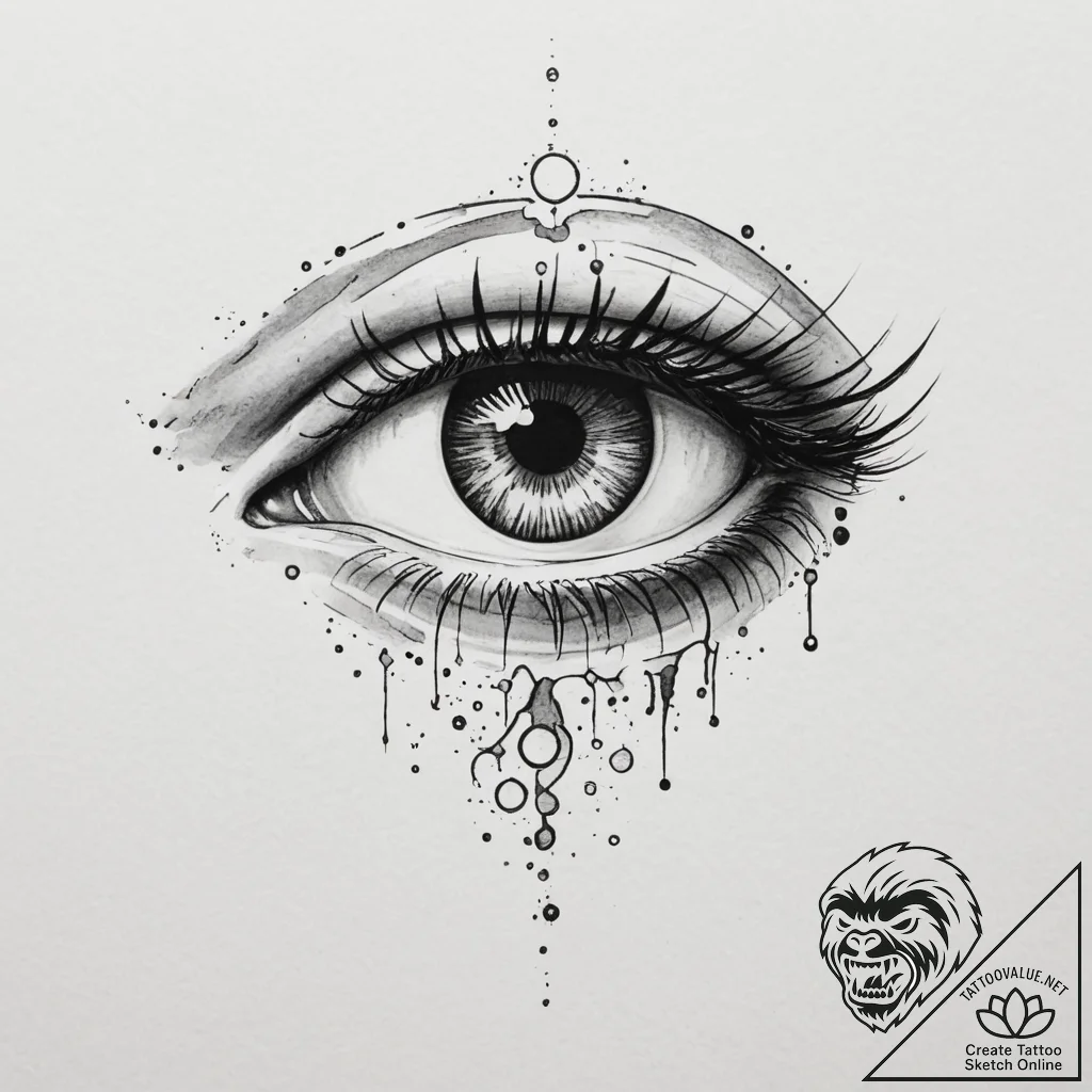 Tattoo design a gamer's eye with a pixelated... - tattoo sketch (№1754974225_0, 12.08.2025 04:50) — tattoovalue.net