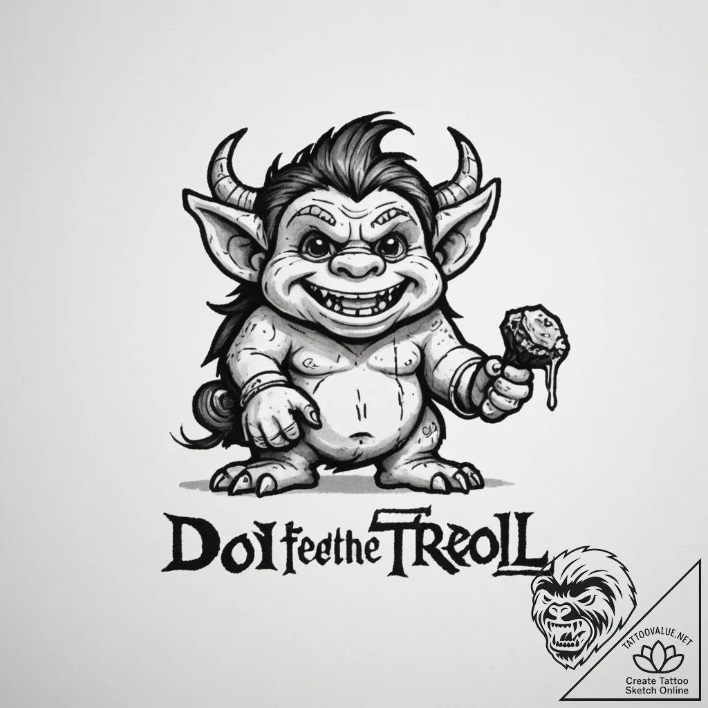 Tattoo design 'do not feed the troll' in a pl... - tattoo sketch (№1754974623_0, 12.08.2025 04:57) — tattoovalue.net