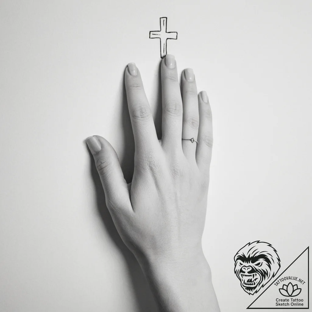 Cross on finger - tattoo sketch (№1754975019_0, 12.08.2025 05:03) — tattoovalue.net