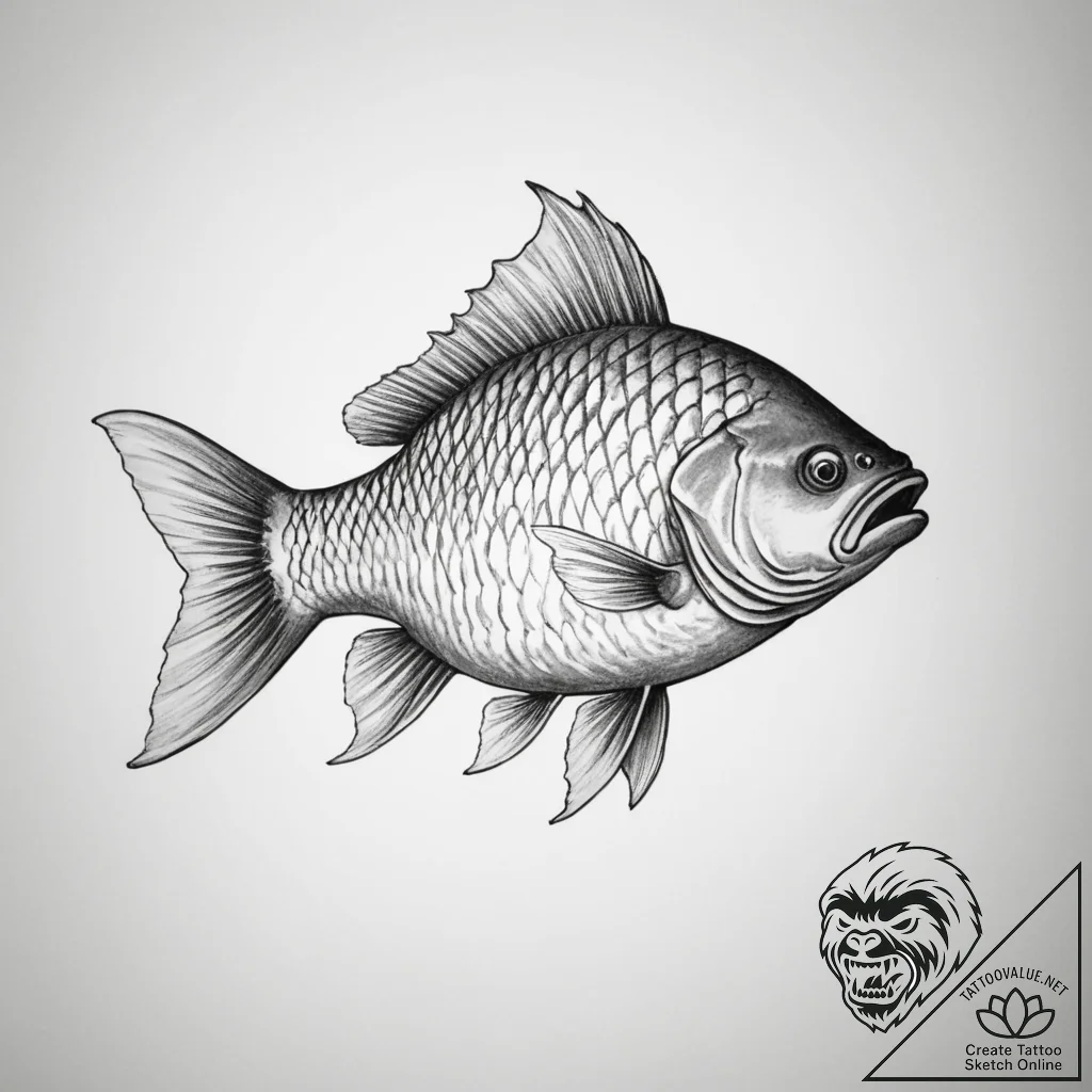 Crucian carp - tattoo sketch (№1754975615_0, 12.08.2025 05:13) — tattoovalue.net