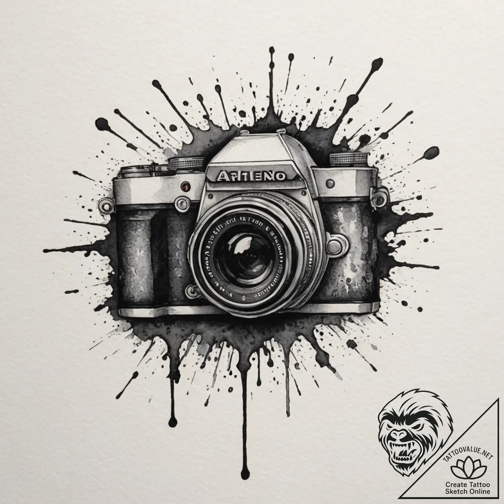 A camera aperture symbol, tattoo drawing outl... - tattoo sketch (№1754976017_0, 12.08.2025 05:20) — tattoovalue.net