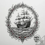 The eerie beauty of a shipwreck visible just… – tattoo sketch (№1754977416_0, 12.08.2025 05:43) — tattoovalue.net