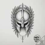 Tattoo design a spartan helmet with a laurel… – tattoo sketch (№1754978032_0, 12.08.2025 05:53) — tattoovalue.net