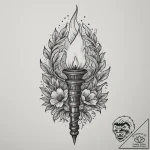 Torch, ink illustration for tattoo, muted col… – tattoo sketch (№1754979635_0, 12.08.2025 06:20) — tattoovalue.net
