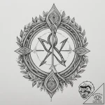 128. tattoo sketch: “rod” rune as a central e… – tattoo sketch (№1754980033_0, 12.08.2025 06:27) — tattoovalue.net