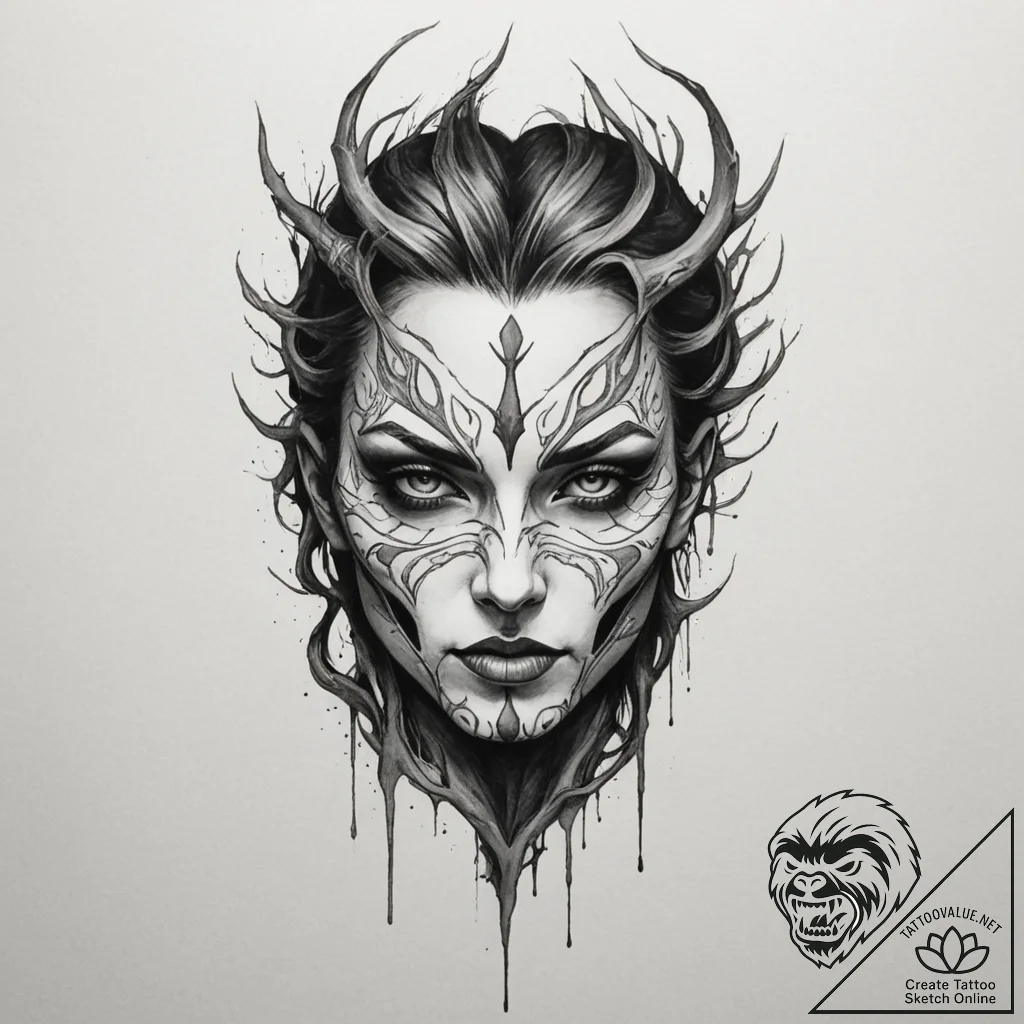 Tattoo sketch: a dark, smoky depiction of the... - tattoo sketch (№1754980436_0, 12.08.2025 06:33) — tattoovalue.net