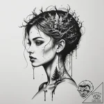 A human silhouette filled with a forest, tatt… – tattoo sketch (№1754981230_0, 12.08.2025 06:47) — tattoovalue.net