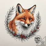 A red fox cautiously peeking out from behind… – tattoo sketch (№1754982019_0, 12.08.2025 07:00) — tattoovalue.net