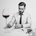 A shot of a sommelier tasting wine in a cella… – tattoo sketch (№1754982412_0, 12.08.2025 07:06) — tattoovalue.net