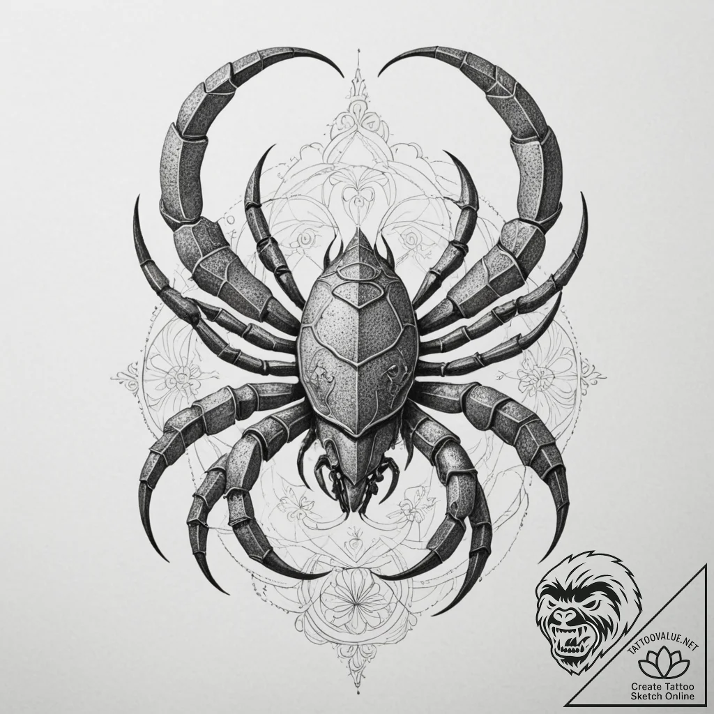 Tattoo design a scorpio scorpion composed of... - tattoo sketch (№1754983004_0, 12.08.2025 07:16) — tattoovalue.net