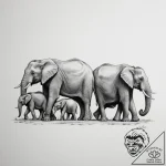Tattoo sketch a family of elephants walking t… – tattoo sketch (№1754983993_0, 12.08.2025 07:33) — tattoovalue.net