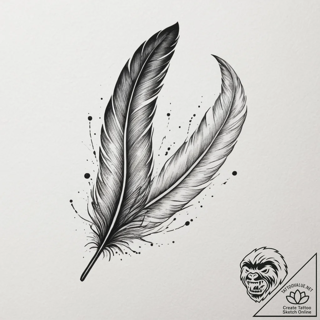 Feather, tattoo flash sheet design, bold outl... - tattoo sketch (№1754984387_0, 12.08.2025 07:39) — tattoovalue.net