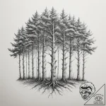Tattoo design a forest of varied trees, each… – tattoo sketch (№1754984980_0, 12.08.2025 07:49) — tattoovalue.net