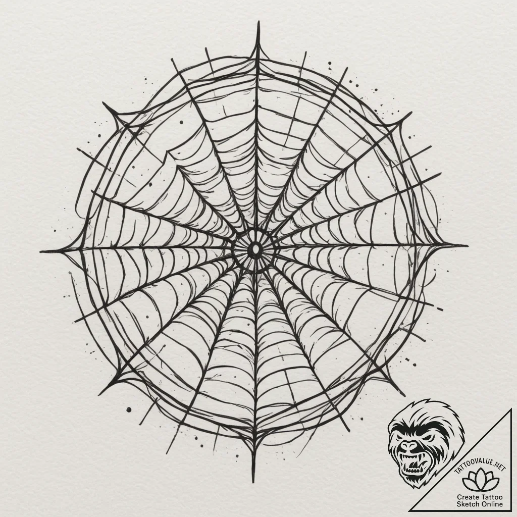 Tattoo sketch: a spiderweb motif, representin... - tattoo sketch (№1754985965_0, 12.08.2025 08:06) — tattoovalue.net
