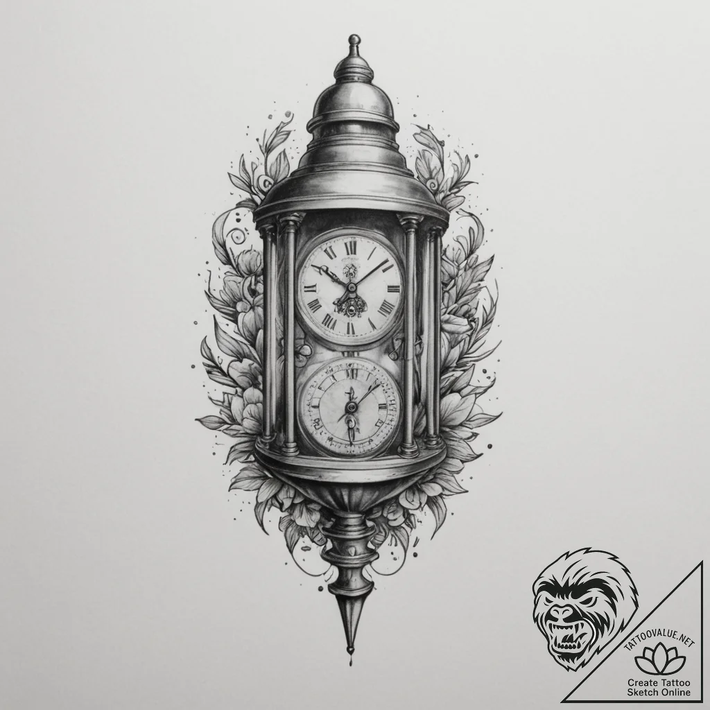 Tattoo sketch a 'time capsule' in the form of... - tattoo sketch (№1754986164_0, 12.08.2025 08:09) — tattoovalue.net