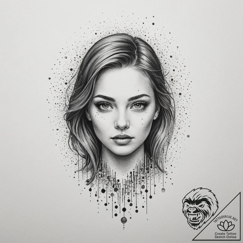 Binary code pattern, concept art for tattoo,... - tattoo sketch (№1754986758_0, 12.08.2025 08:19) — tattoovalue.net