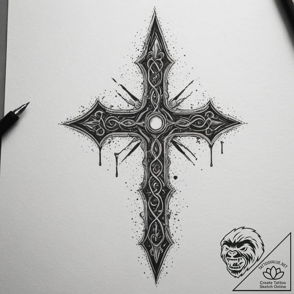 The saw cleaver from bloodborne, tattoo flash... - tattoo sketch (№1754987353_0, 12.08.2025 08:29) — tattoovalue.net