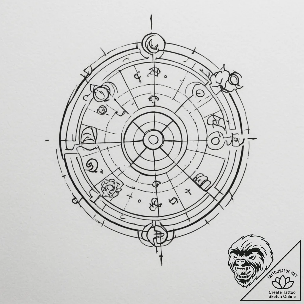 Tattoo sketch the zodiac glyph and its ruling... - tattoo sketch (№1754987750_0, 12.08.2025 08:35) — tattoovalue.net