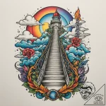 Stairway to the clouds, tattoo sketch design,… – tattoo sketch (№1754988744_0, 12.08.2025 08:52) — tattoovalue.net