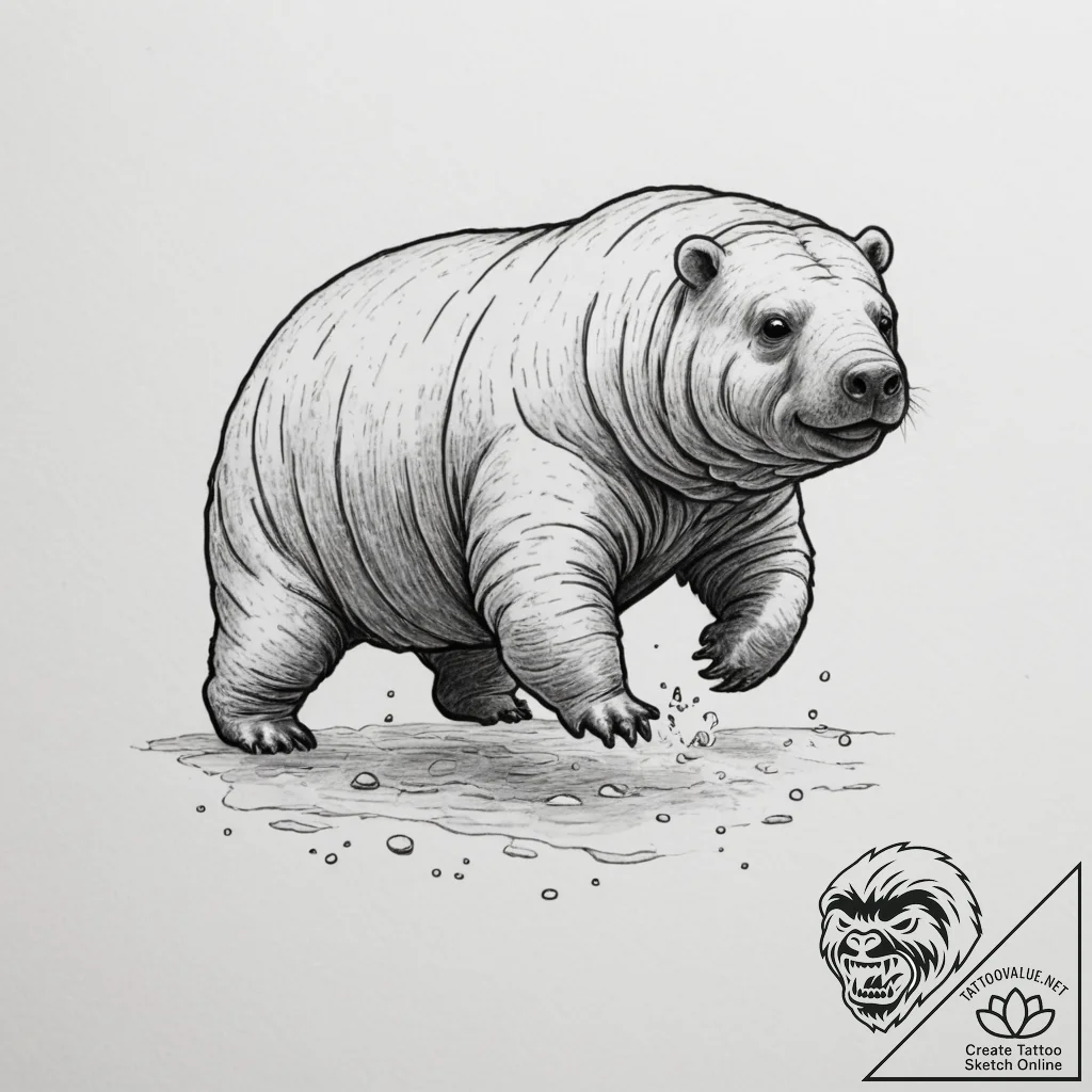 Tardigrade (water bear) - tattoo sketch (№1754989141_0, 12.08.2025 08:59) — tattoovalue.net