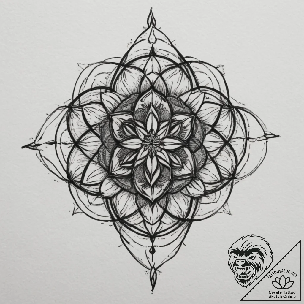 Flower of life, artistic tattoo sketch, detai... - tattoo sketch (№1754989338_0, 12.08.2025 09:02) — tattoovalue.net