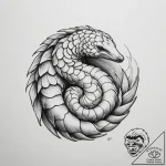A pangolin curled up, tattoo drawing outline,… – tattoo sketch (№1754989536_0, 12.08.2025 09:05) — tattoovalue.net