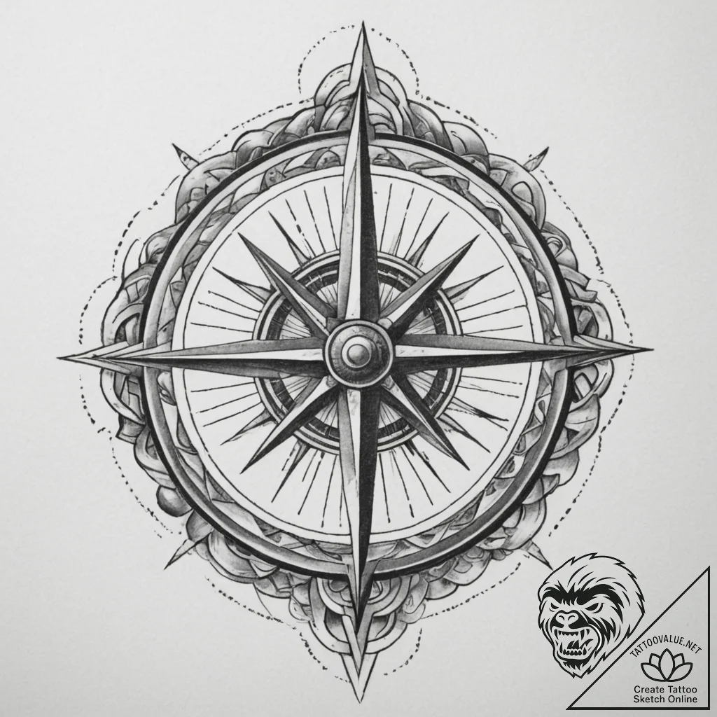 53. tattoo design: a runic compass or a direc... - tattoo sketch (№1754989735_0, 12.08.2025 09:08) — tattoovalue.net