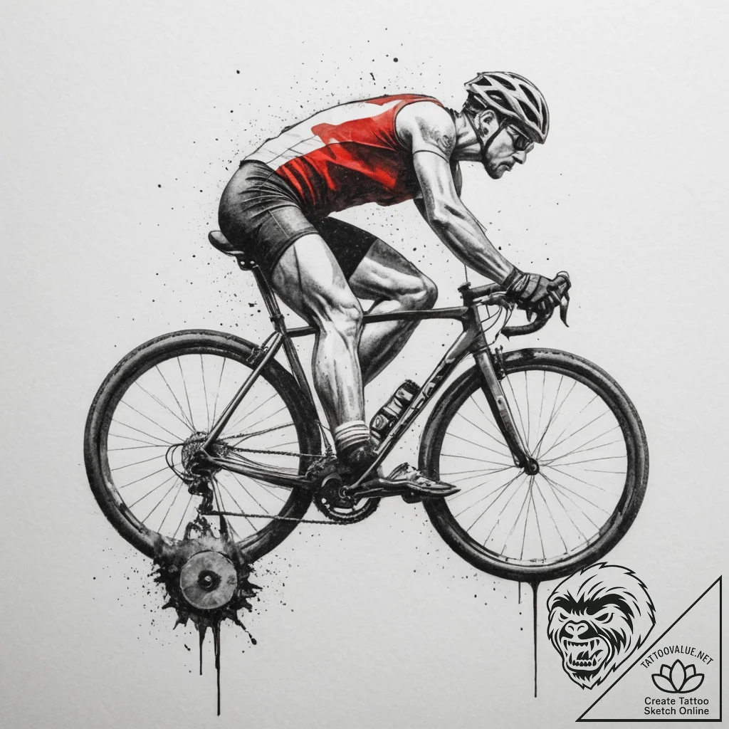 Tattoo design a cyclist's leg muscles in moti... - tattoo sketch (№1754990131_0, 12.08.2025 09:15) — tattoovalue.net