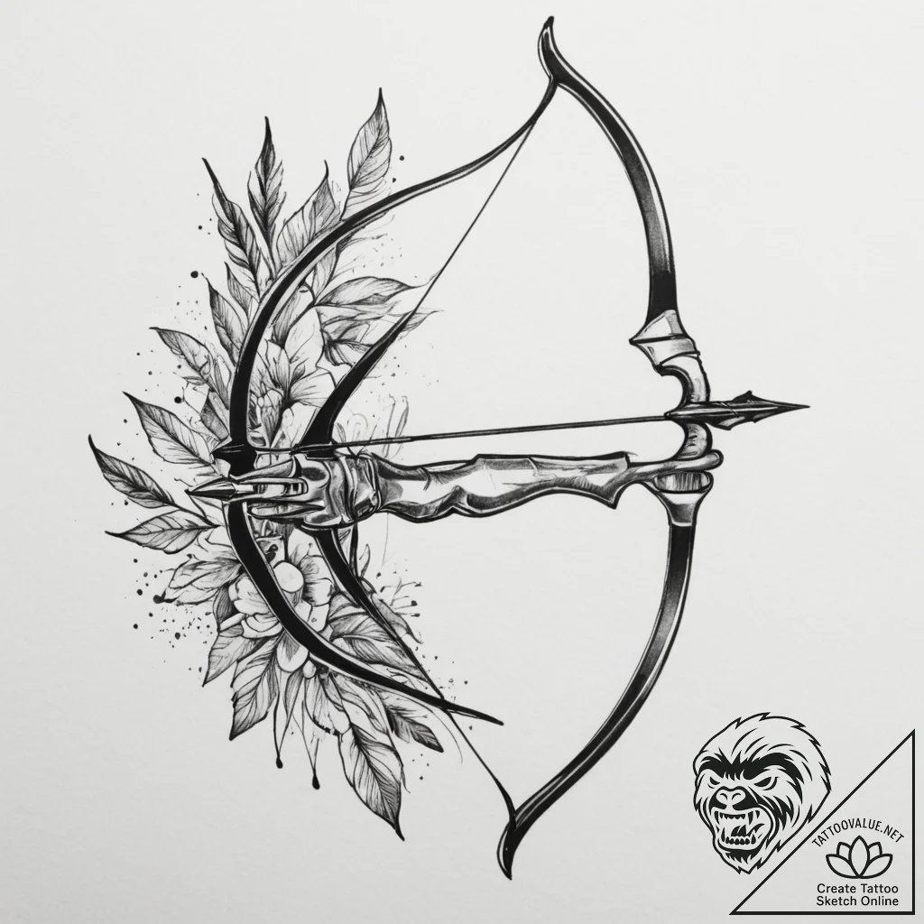 Tattoo design an archer's bow with an arrow n... - tattoo sketch (№1754990329_0, 12.08.2025 09:18) — tattoovalue.net